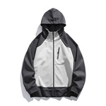 春秋潮牌户外运动速干卫衣男连帽拼接撞色帽衫拉链开衫卫衣外套男