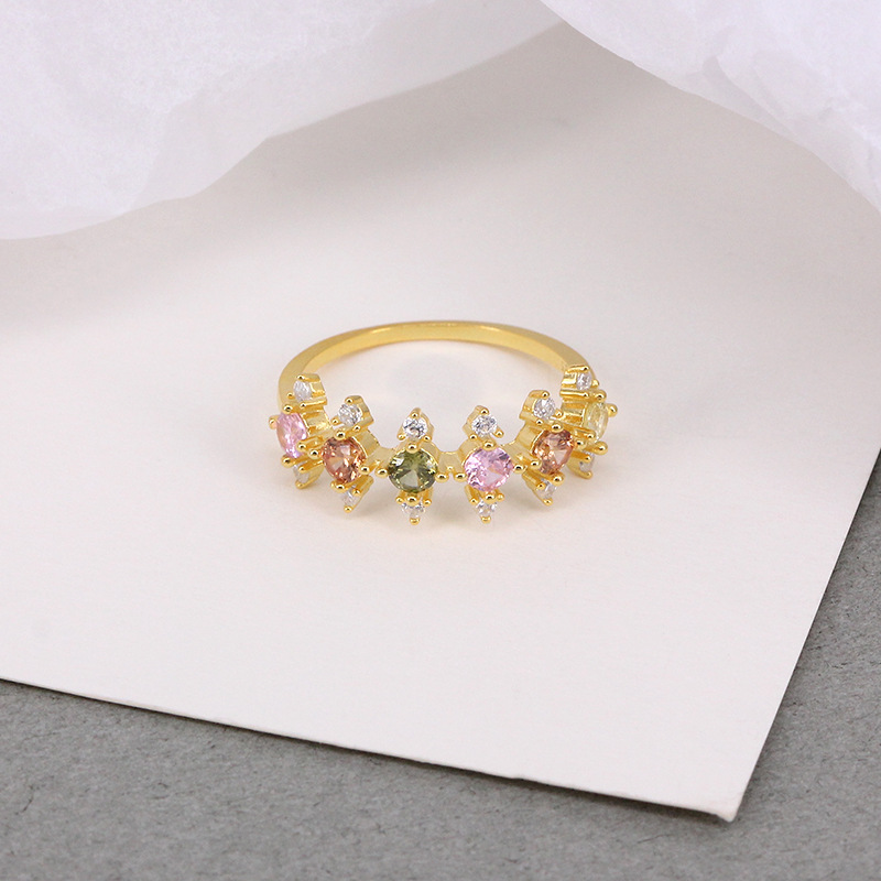 Fashion Geometric Sterling Silver Plating Artificial Gemstones Rings