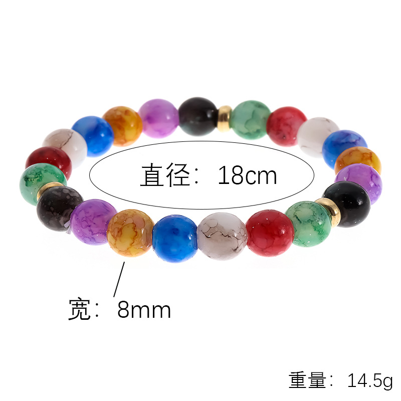 Longrui Hot-Selling European & American Style Jewelry: Natural Volcanic Stone Rainbow Bracelet with Agate Beads