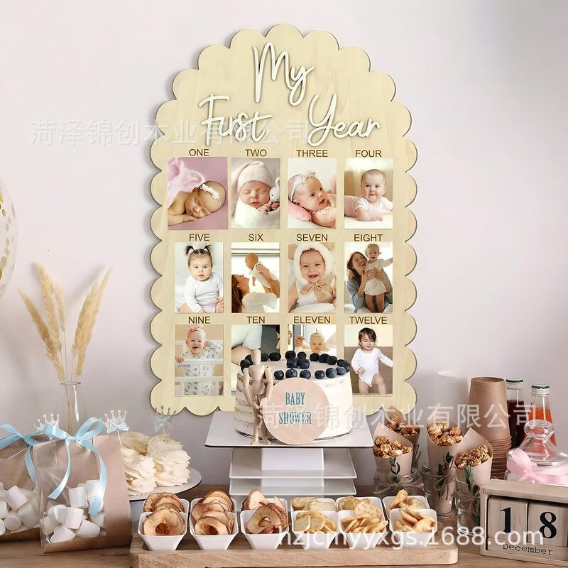 Newborn First-Year Milestone Photo Frame Wooden Baby One-Year-Old Photo Frame Desktop Souvenir Ornament Newborn First-Year Milestone Photo Frame Wooden Baby One-Year-Old Photo Frame Desktop Souvenir Ornament