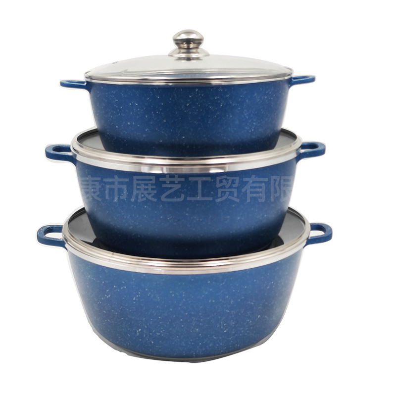 Juego de ollas de aleación de aluminio, juego de ollas para sopa, olla de piedra maifan antiadherente, suministro exclusivo transfronterizo, venta al por mayor del mismo modelo dessinipotset