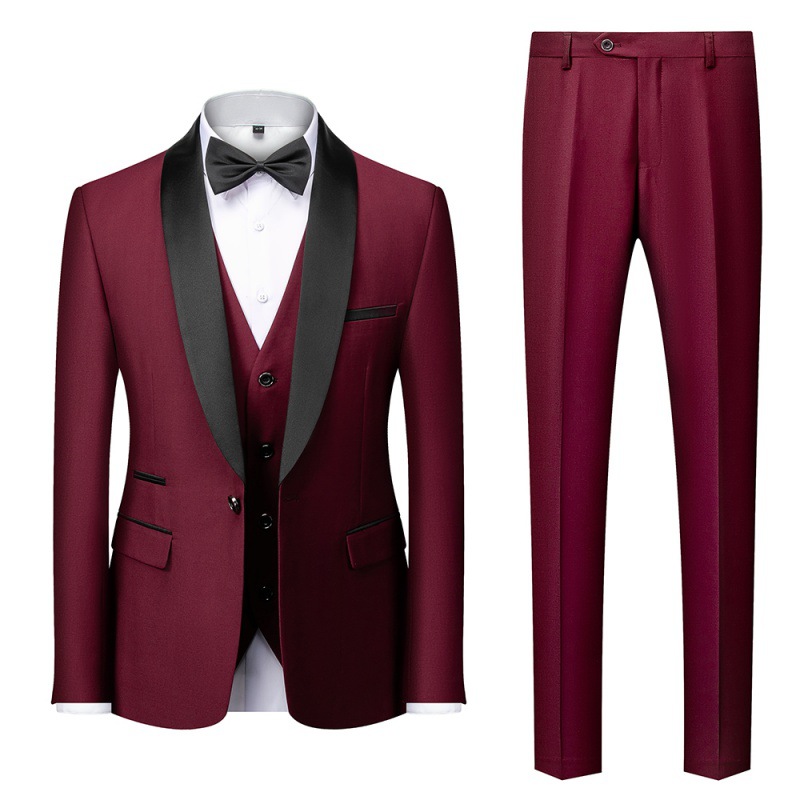 Autumn New Men's Business Casual Suit Men's Wedding Groom Dress Hall Slim-fit Suit Men