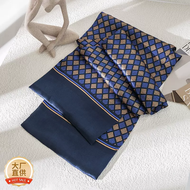 杭州桑蚕丝男士丝巾2026四季复古双层印花薄款围巾高级感礼盒纱巾