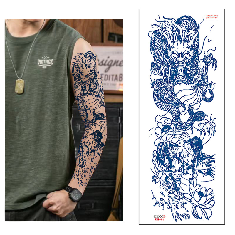 Calcomanías de tatuaje semipermanentes de brazo completo para hombres y mujeres brazo imagen grande jugo de planta no puede lavar las pegatinas de tótem de tatuaje