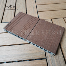 胡桃色 圓孔塑木共擠地板23mm厚度 共擠塑木地板 木帝特木塑地板