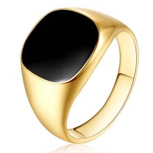 韩版个性镀金镀银黑色珐琅复古戒指朋克经典黑色水滴戒指饰品