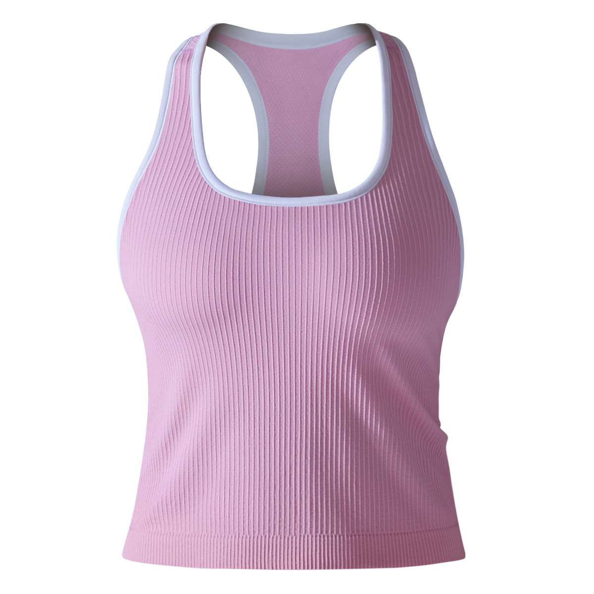 Chaleco largo ajustado ajustado con hilo de color sólido europeo y americano transfronterizo, deportes, correr, fitness, ropa de yoga, top femenino image 13