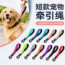 训练宠物短牵引绳尼龙训犬狗狗牵引绳中大型粗款狗绳短款拉带批发