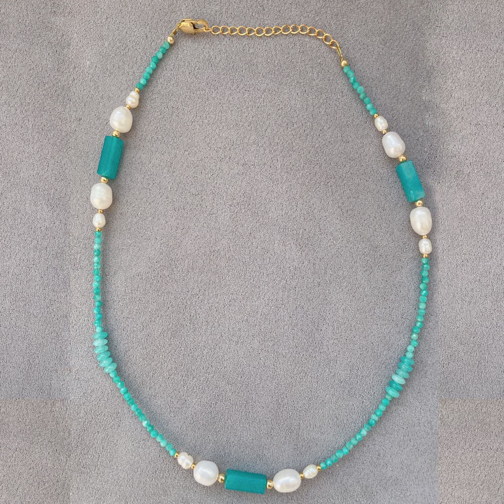 25g Weight Beads Pendant Material Necklace Classification Titanium Steel Chain Material 1 Piece Quantity Holiday, Daily Occasion Beaded, natural stone, Titanium Steel Material Geometric Pattern Women's Gender Beaded Design Simple Style Style Simple Style Geometric Beaded Natural Stone Titanium Steel Necklace In Bulk 37