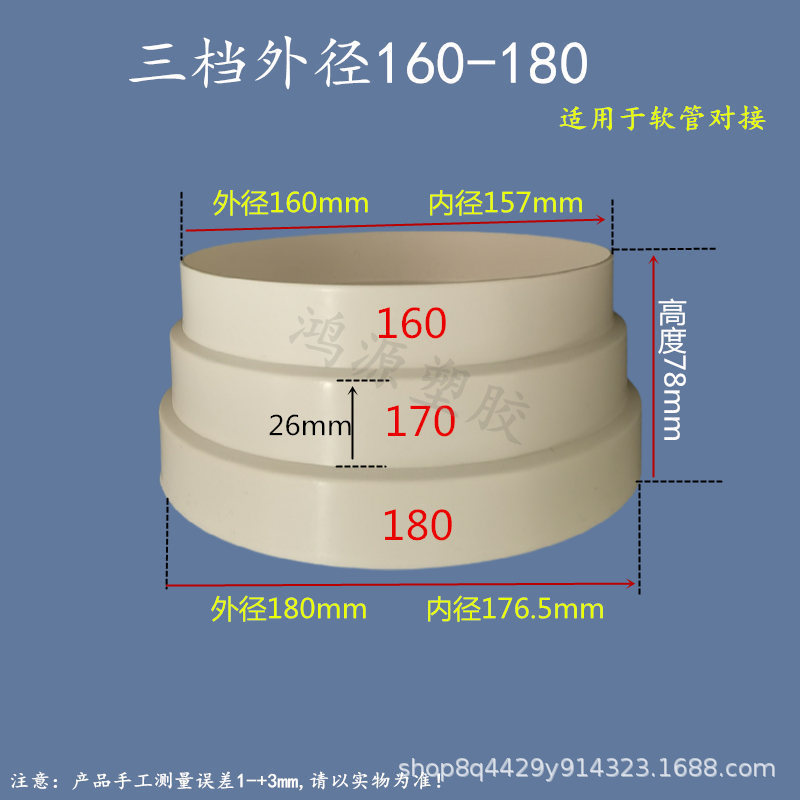メーカー直供磐鴻源レンジフード排煙プラスチック変径管pp白色煙道変換大小変径リング|undefined