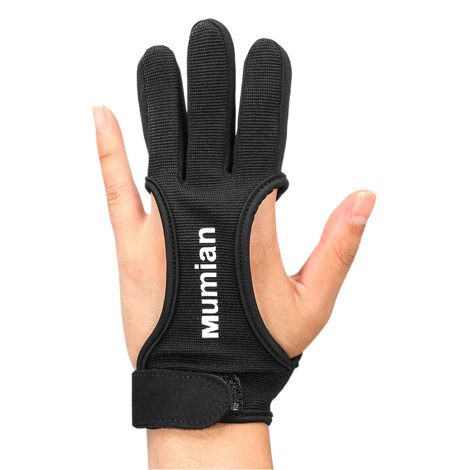 Mumian deportes al aire libre deportes de Tiro con Arco guantes antideslizantes transpirable tres dedos guantes de tiro al por mayor un paquete