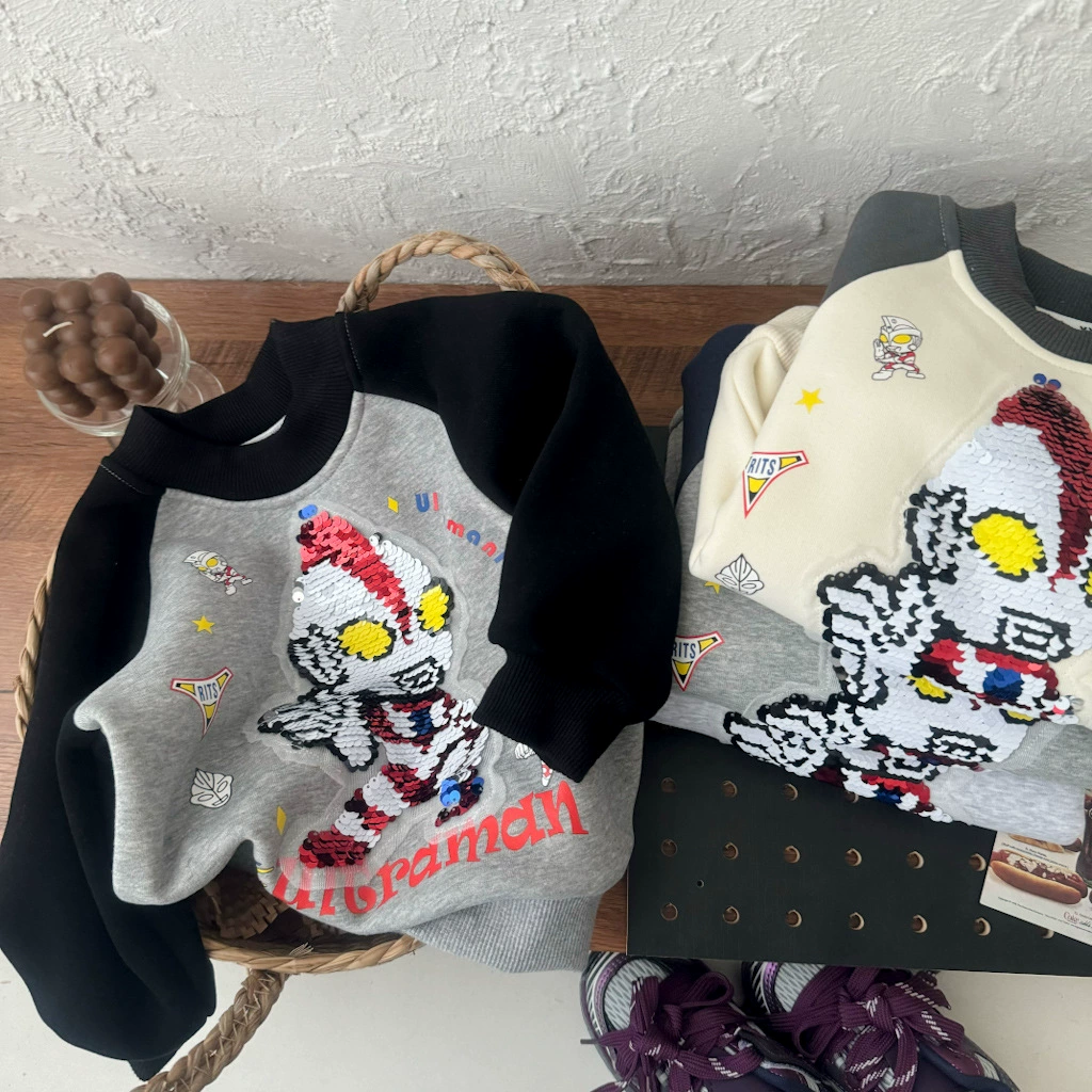 Зимние декоративные ногти Sequins для мальчиков, детский тёплый свитшот для отдыха, бархатное термальное белье, корейский стиль, увеличенная толщина