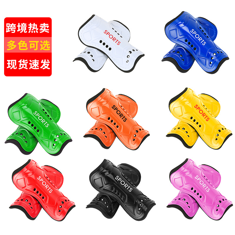 Cross-Border In-Stock Children's Football Shin Guards, Professional Competition Adult Strap-On Multi-Hole Foot Guards, Thickened Custom Wholesale