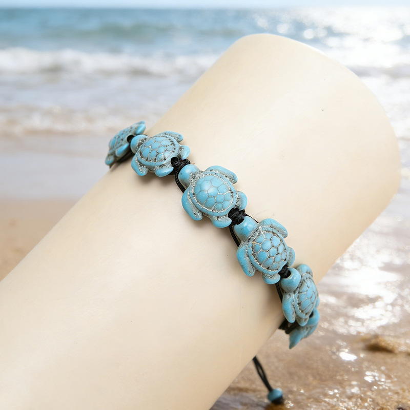 Amazon's Cross-Border Best-Selling Turquoise Turtle Hand-Woven Bracelet, Sea Turtle Beach Bohemian Style Wholesale Amazon's Cross-Border Best-Selling Turquoise Turtle Hand-Woven Bracelet, Sea Turtle Beach Bohemian Style Wholesale