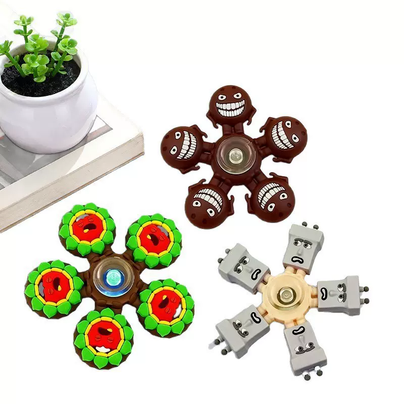 跨境PVC软胶手指解压玩具儿童指尖陀螺旋转5指陀螺玩具源头工厂批