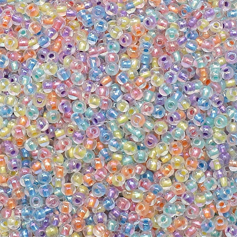2 - 4mm accesorios de collar de pulsera caseros DIY hechos a mano con cuentas de arroz de núcleo teñido de cuentas de color mágico súper excelente