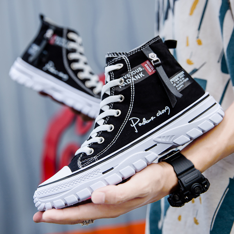 2026 Summer New High-Top Men's Canvas Shoes, Fashionable Trendy Shoes, Men's Casual Shoes, Student Shoes, Korean Style Men's Shoes