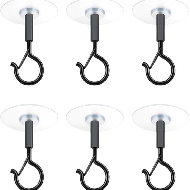 6Pcs Self-Adhesive Ceiling Hooks, No-Drill Sticky Hooks