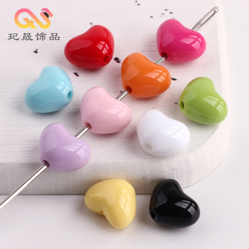 Creative Sweet Macaron Color Vertical Hole Peach Heart DIY Love Beaded Mobile Phone Chain Bracelet Necklace Accessories