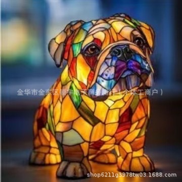 跨境新款狗系列树脂摆件LED小夜灯艺术动物雕像创意家居桌面装饰|undefined