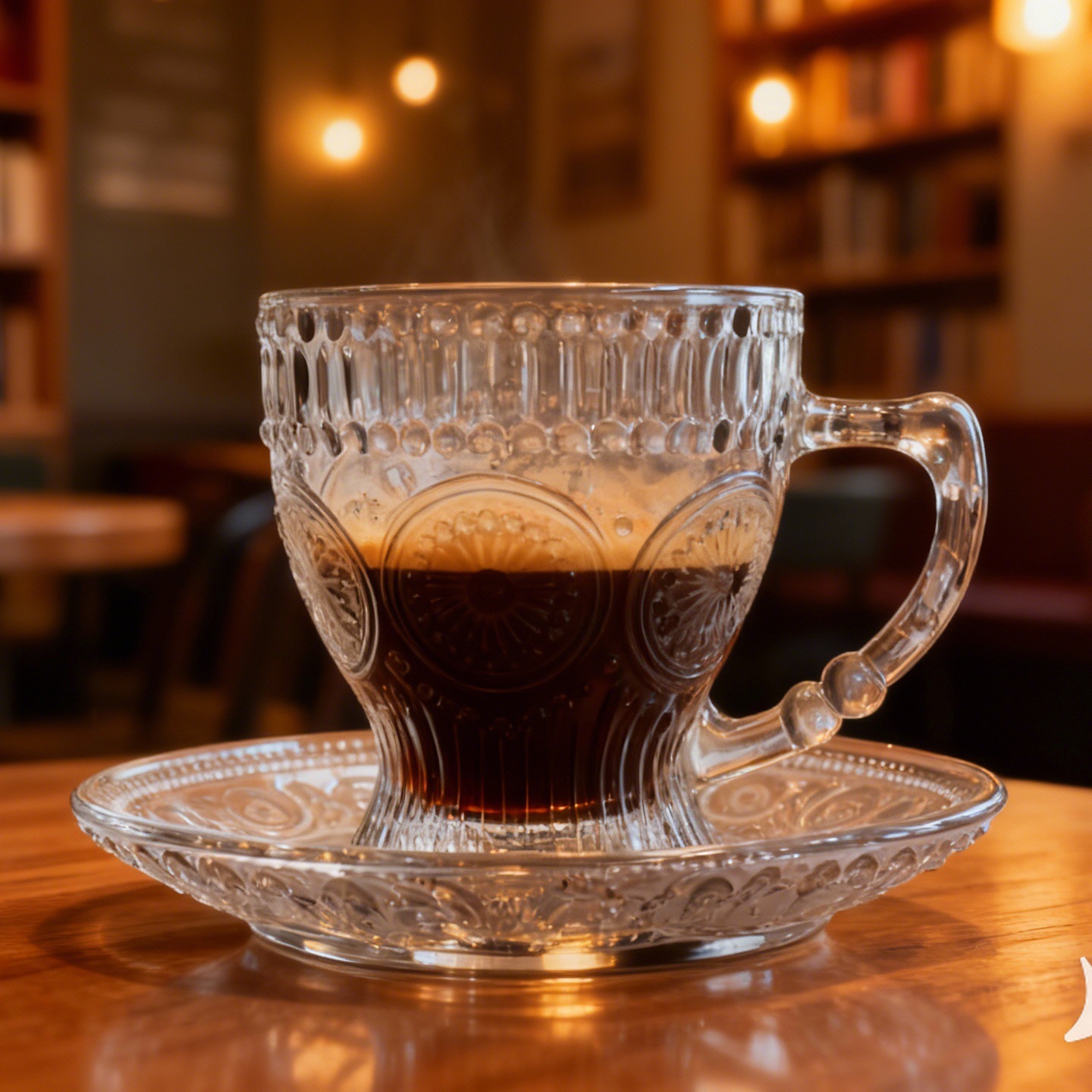 Spot al por mayor estilo europeo simple taza de café plato conjunto de taza de vidrio tallado resistente al calor taza de café espresso casera