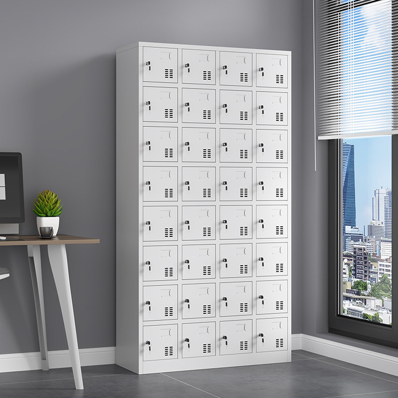 Metal locker with 32 compartments, workshop shoe cabinet, factory cupboard, 24-door employee storage cabinet with lock, multi-door mobile phone cabinet