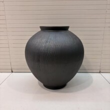新中式花器土陶黑色粗陶陶罐客厅陶瓷花瓶摆件酒店样板间软装饰品