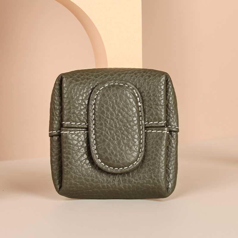 Monedero de cuero genuino primera capa de piel de vaca mini billetera de almacenamiento clave transfronteriza pequeña billetera de piel de vaca de las mujeres