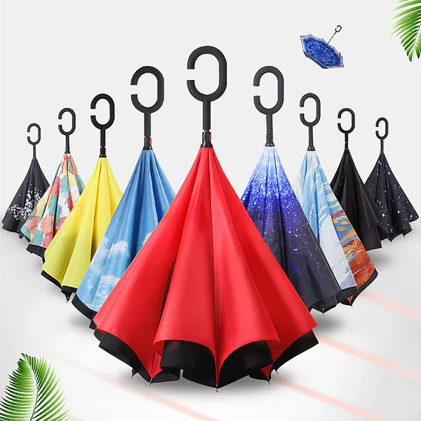 Car Reverse Automatic Umbrella Double-Layer Standing Reversible Sunny Umbrella C- Type Straight Umbrella Umbrella Custom Advertising Umbrella