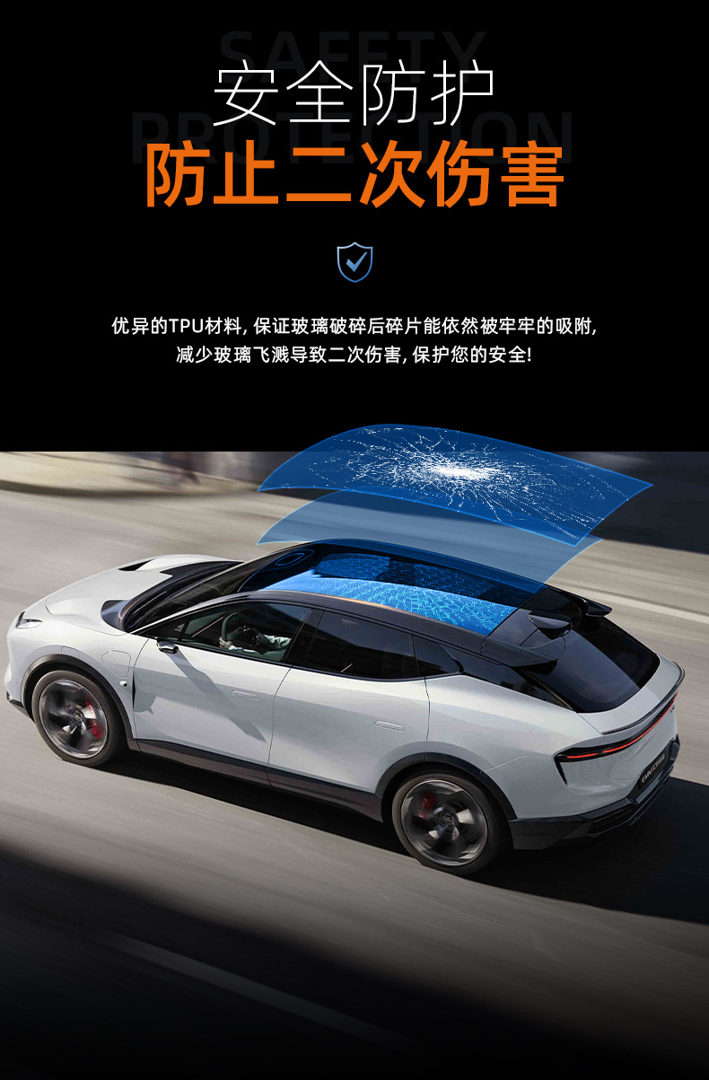 TPU sunroof ice armor blue crystal black crystal high-insulation car window and roof safety anti-explosion film