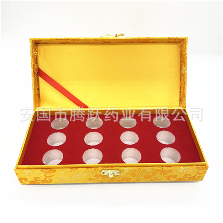 Brocade Pill Box Empty Packaging Case 15 Holes Red 3cm Diameter for Honey Pills and Jewelry key features