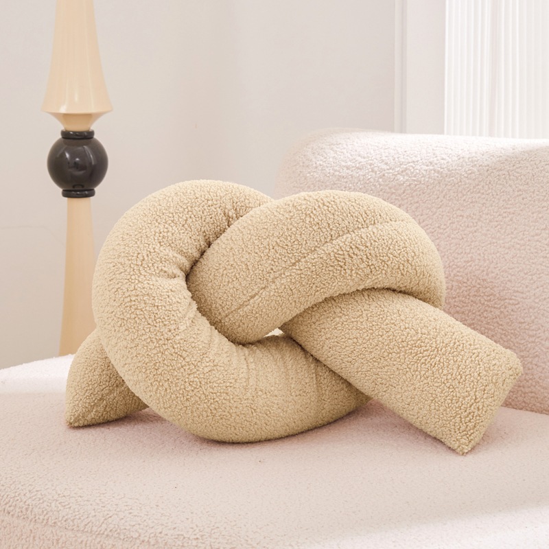 Almohada de peluche estilo Instagram de moda, linda almohada larga, almohada retorcible para sofá de sala de estar, cojín de dormitorio, almohada anudada.