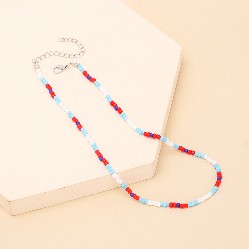 9g Weight Necklace Classification Wedding, Travel Occasion Women'S Gender Ethnic Clashing Color Beaded Necklace Bracelet Combination Wholesale Nihaojewelry 3
