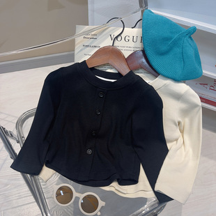 Girls' knitwear 2023 Spring and Autumn new children's Korean-style versatile solid color casual bottoming shirt one-piece delivery