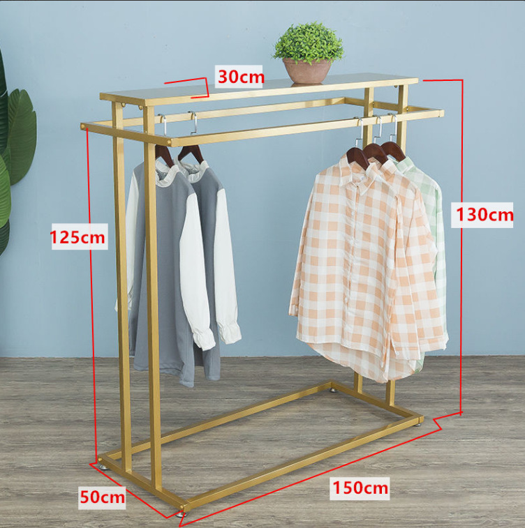 Estante de la isla media simple tienda de ropa estante de exhibición de piso ropa de hombre y mujer ropa infantil doble fila estante medio barra paralela percha lateral