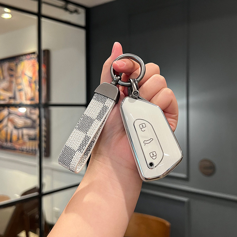 K 우유 흰색 실버 가장자리 + 흰색 격자 무늬 로프