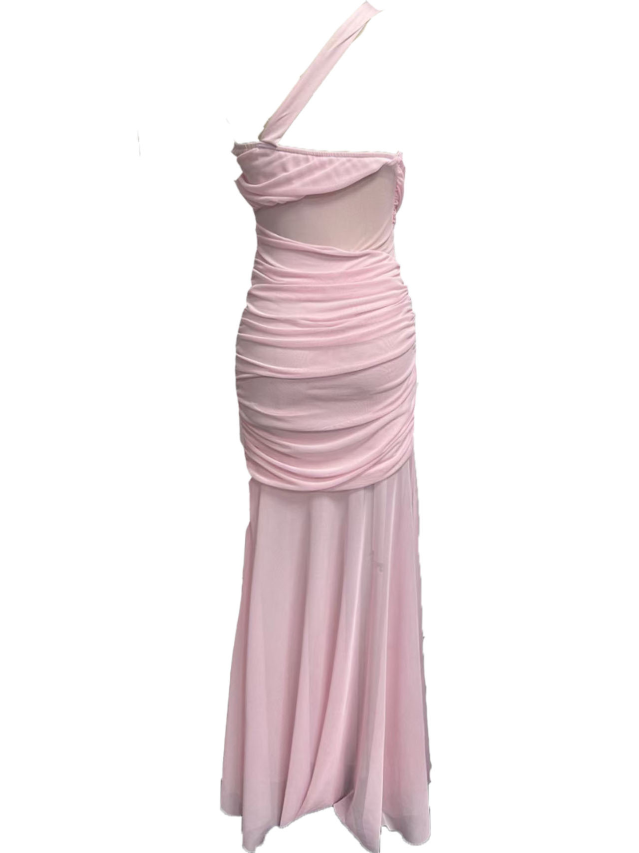 Off-Shoulder See Through Pleated Dress American Style Sexy Bodycon Slim Fit Hot Girl Fashion_ecoleips.com