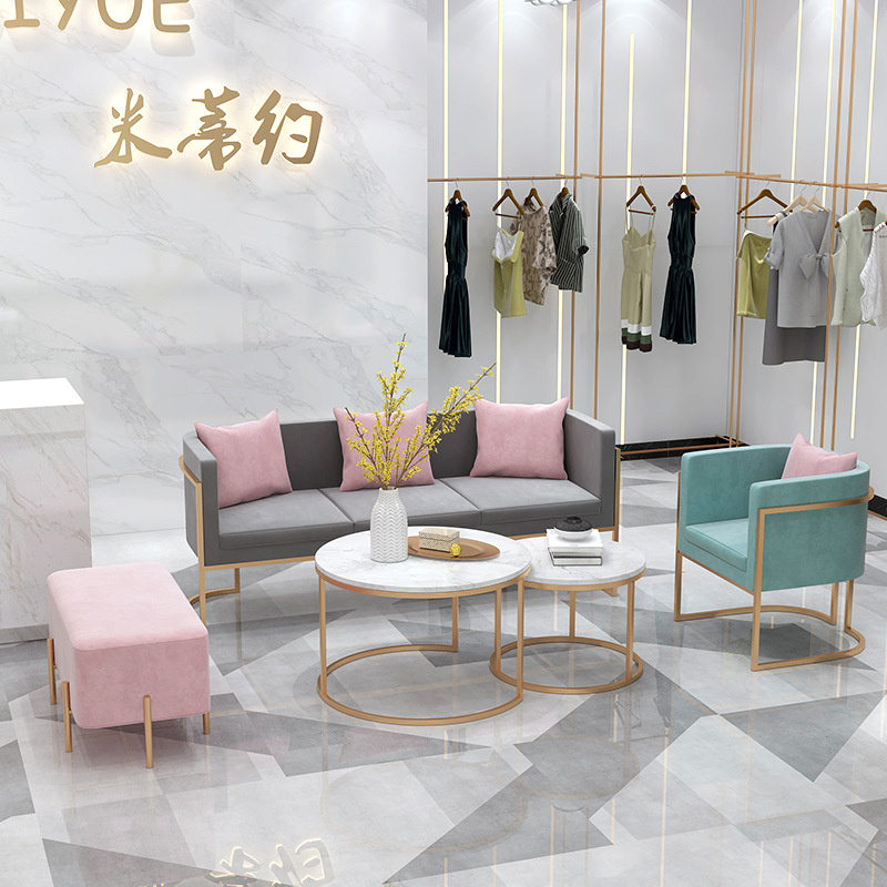 Beauty Salon Sofa Reception Leisure Three-person Simple Modern Fashion Small Household Living Room U-shaped Sofa Set