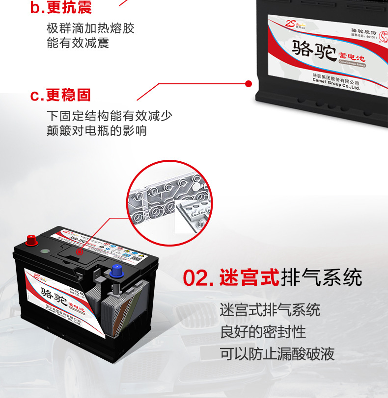 Suitable for Camel Batteries, Suitable for Toyota Corolla, Haval H6, Hyundai and Other 2V60Ah Car Batteries