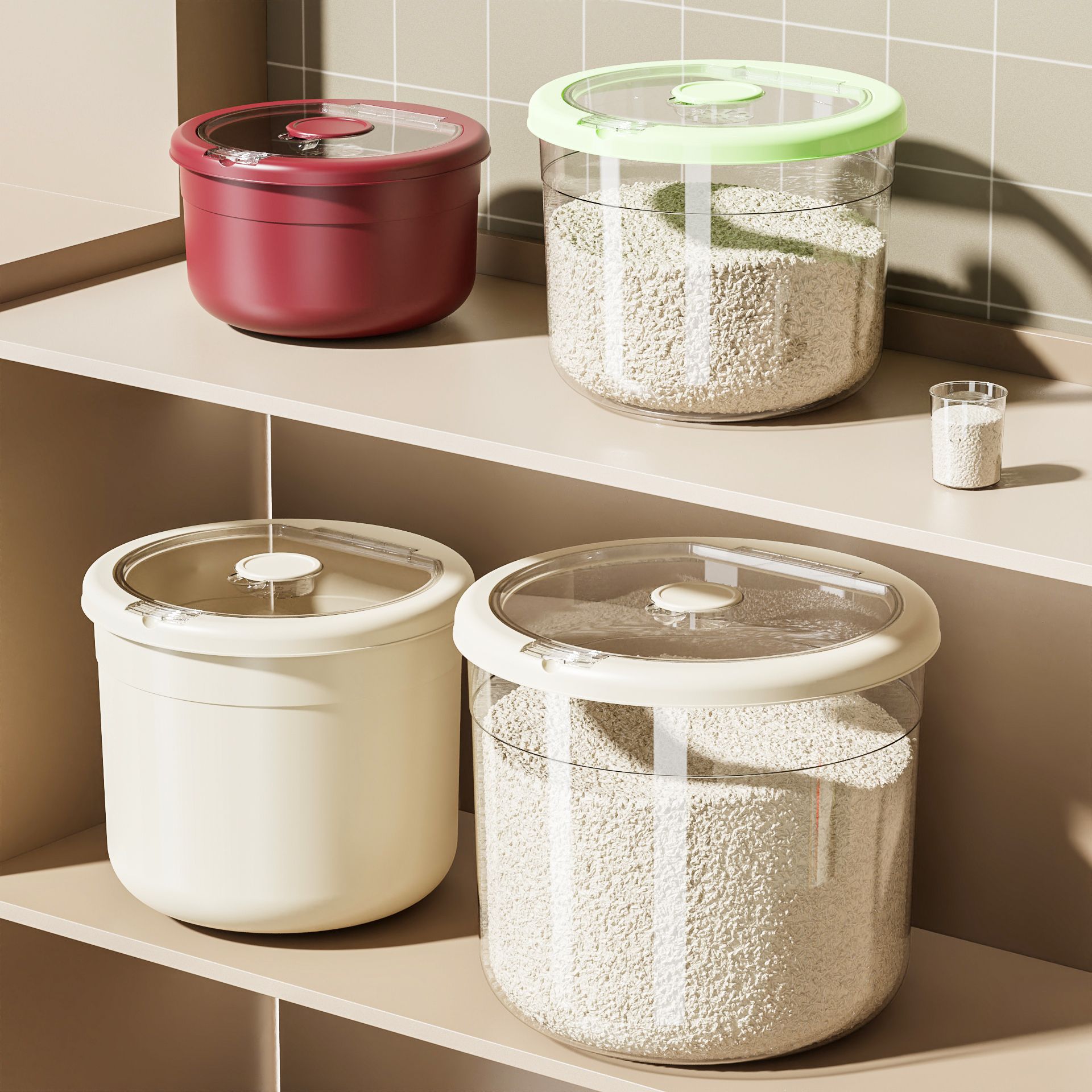 Large-Capacity Rice Storage Container for Kitchen Use, Suitable for Storing Grains, Rice, and Flour, Moisture-Proof, Insect-Proof, Thickened, and Sealed