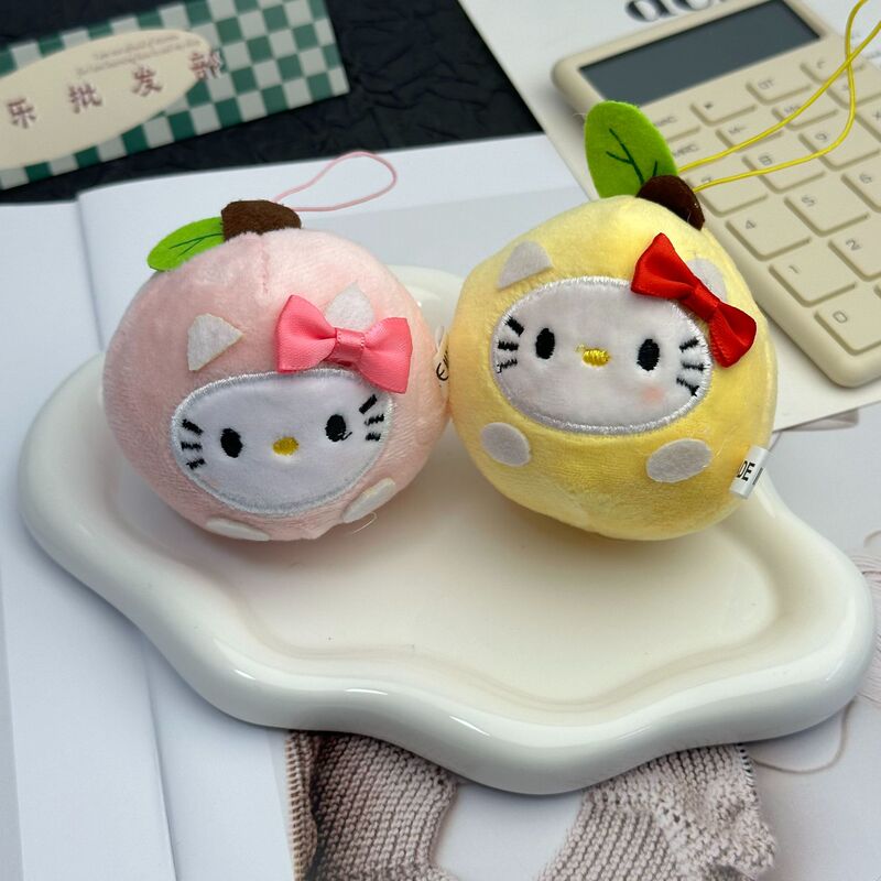 可爱苹果KT猫公仔小挂件三丽鸥hellokitty挂件毛绒公仔钥匙扣挂饰|undefined