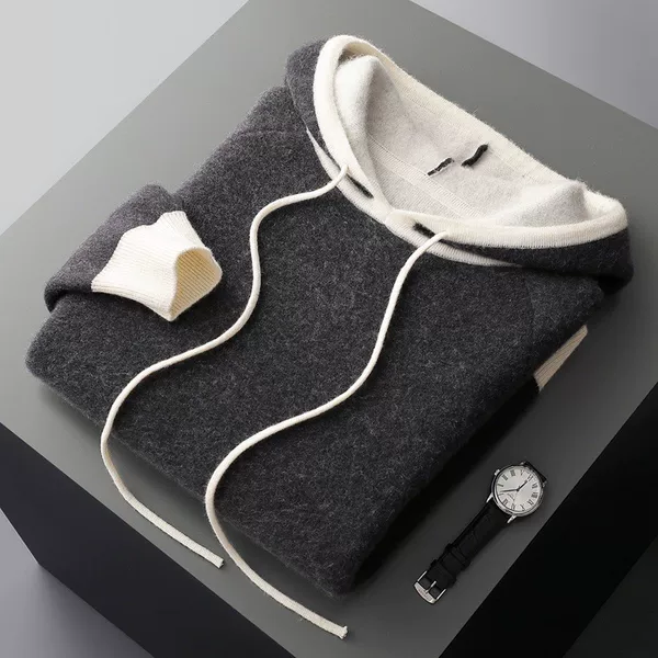 Autumn and Winter New Cross-Border Personalized Niche Knitted Hooded Pullover Sweater Jacket Loose Casual Outer Wear Cashmere