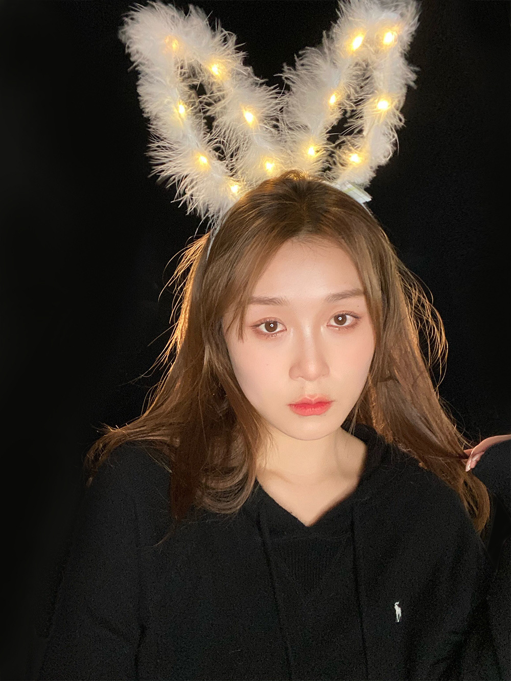 Brillante zorro orejas cinturón de cabello lámpara ángel cinturón de cabello super inmortal cinturón de cabello red rojo lindo gato orejas tocado plumas conejo