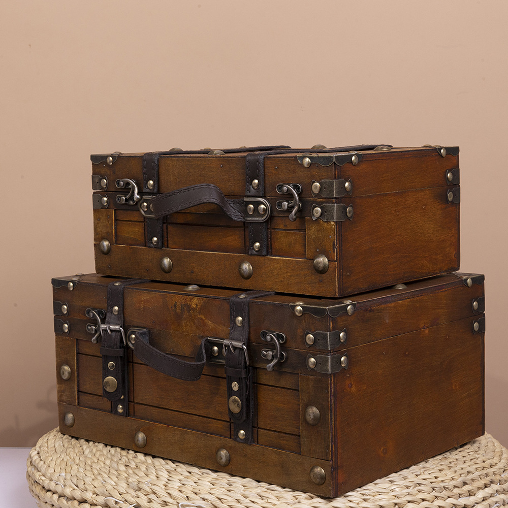 复古摆件手提式木箱子中国风仿古橱窗装饰木质复古做旧摄影道具