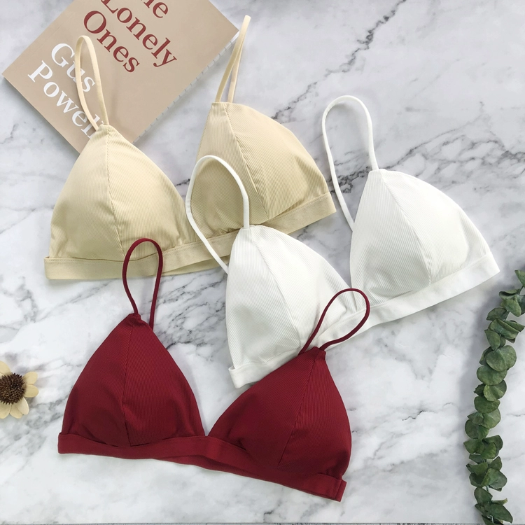 Thin underwear, summer wireless bra for students, french style, thin strap, beautiful back