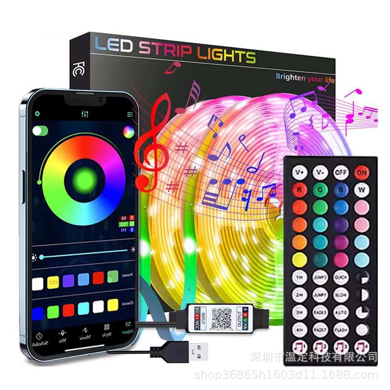 LED-лента, умный контроллер, подсветка для спальни и гостиной, 5V, 44 клавиши, Bluetooth