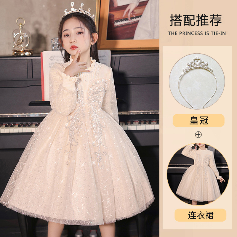 Niña invierno nuevo vestido de lana vestido de princesa vestido de niña vestido de boda de cumpleaños