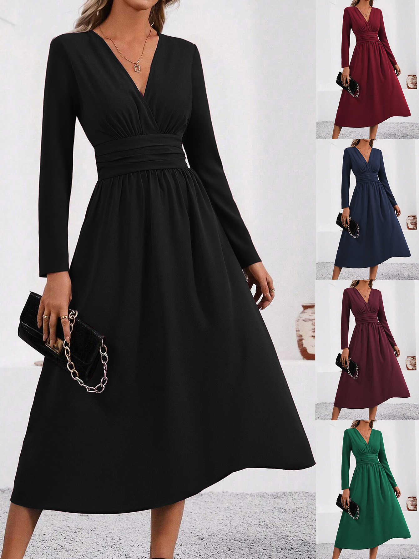 Demi-season solid color long-sleeve