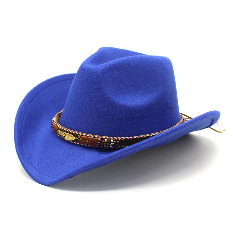 Unisex Retro Cowboy Style Solid Color Flat Eaves Fedora Hat display picture 4