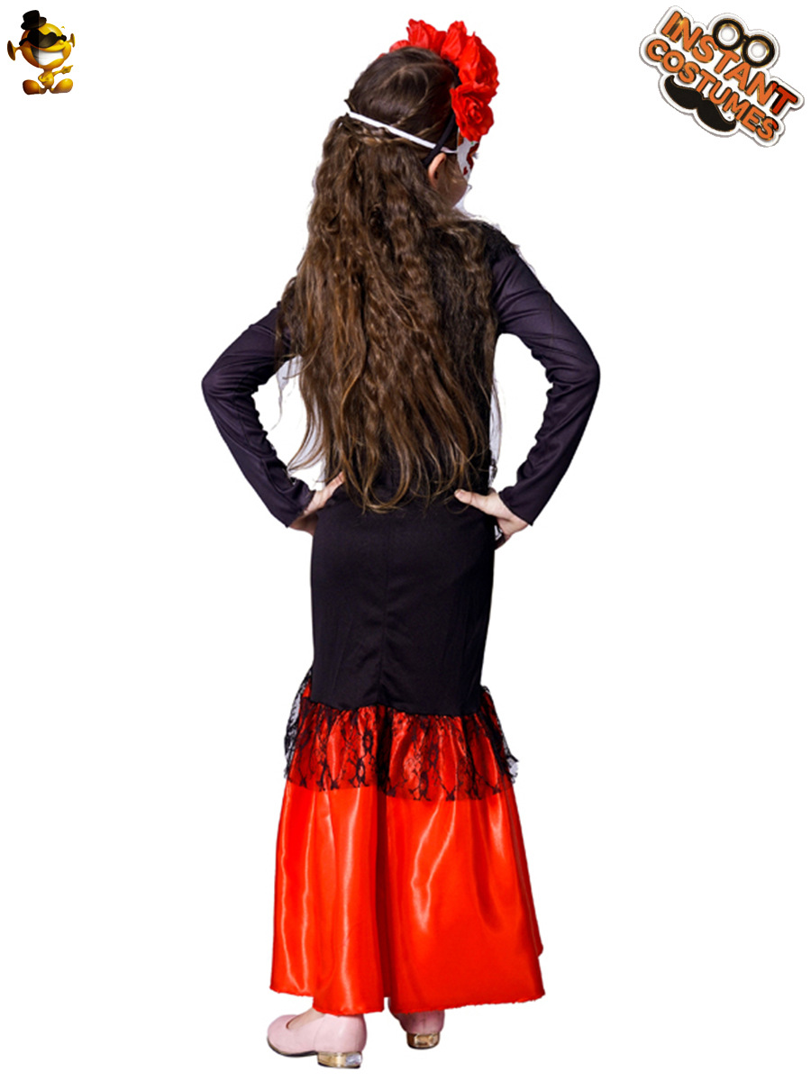 Día de La Niña de la novia muerta vestido de horror cráneo vestido de los niños traje de la danza Cosplay ropa